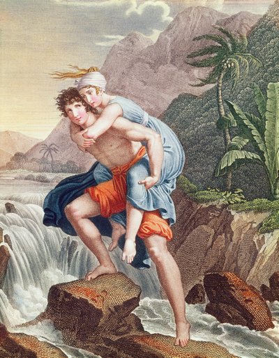 Paul llevando a Virginie a través del río, 1805 de Francois Pascal Simon Gerard